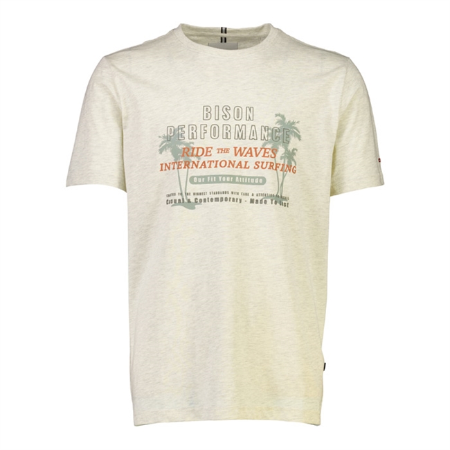 Smart t-shirt i sand farve med print fra Bison