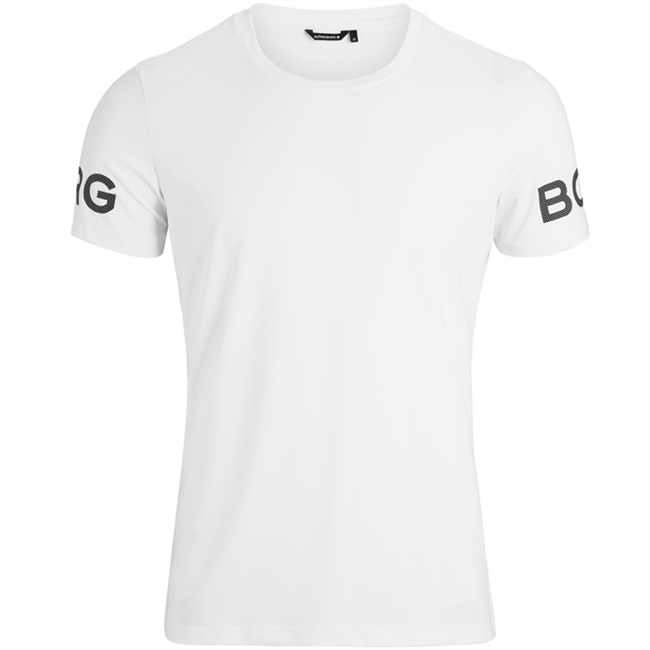 Hvid Sports T-Shirt fra Björn Borg med logo på ærmerne.