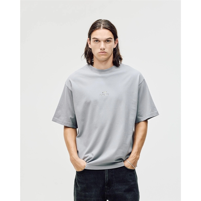 Bareen Box Fit Camo Logo T-Shirt Grå