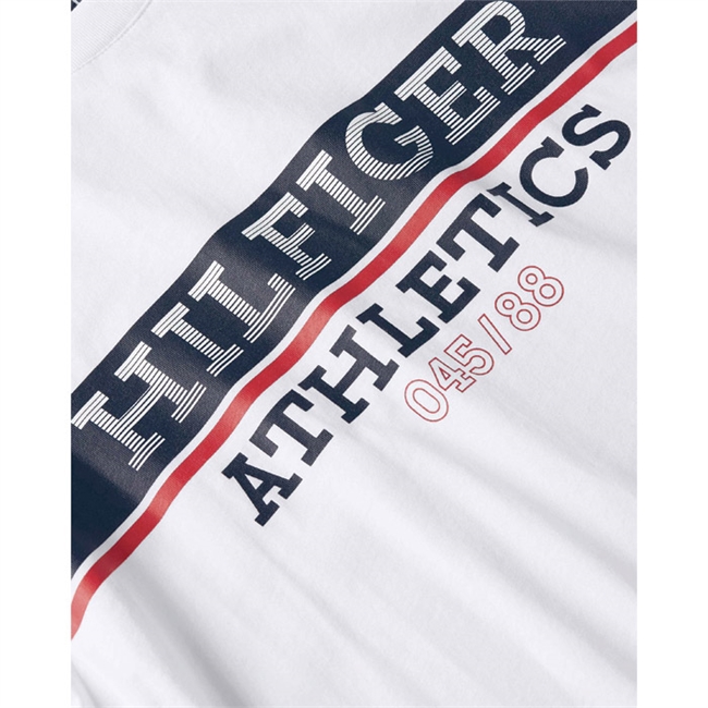 Hvid T-Shirt med Sporty Print fra Tommy Hilfiger