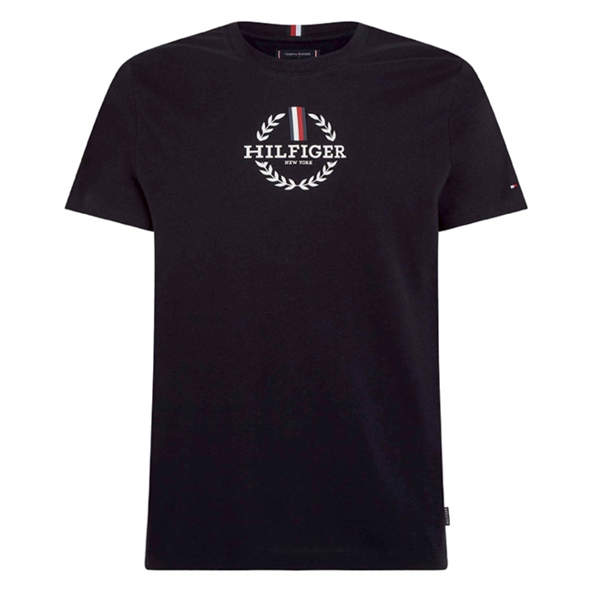 Slim Fit T-Shirt i Navy fra Tommy Hilfiger m/ Print på brystet