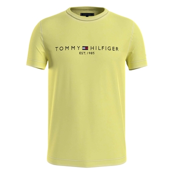 Vasket Gul T-Shirt med Klassisk Tommy Hilfiger Brodering