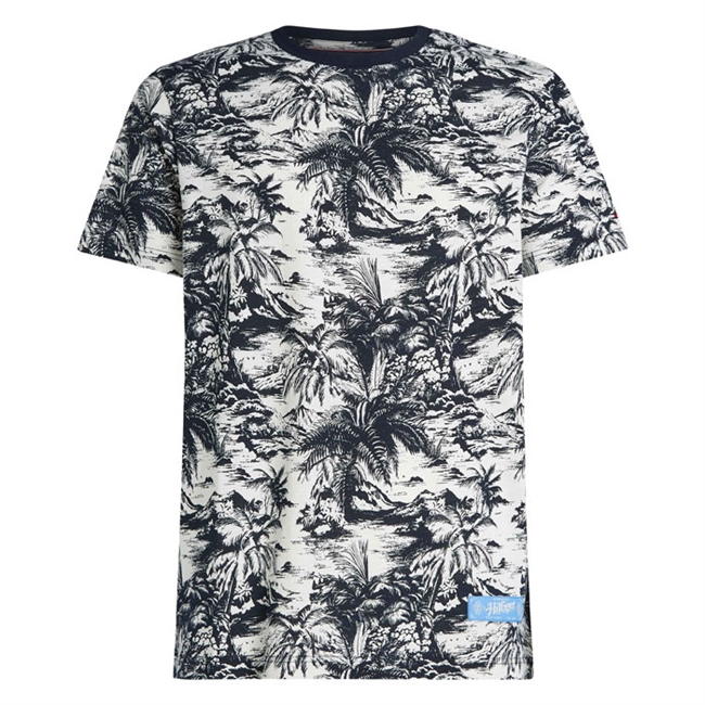 Lækker hvid t-shirt med blåt motiv fra Tommy Hilfiger