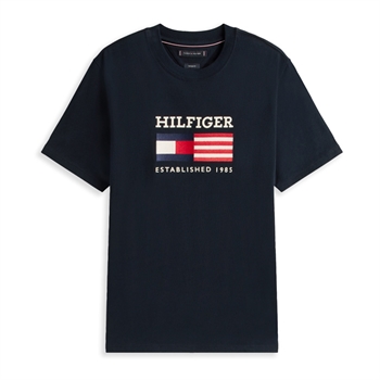 Behagelig navy t-shirt med print og logo fra Tommy Hilfiger