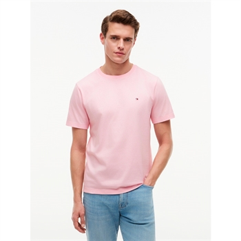 Klassisk lyserød t-shirt med logo fra Tommy Hilfiger