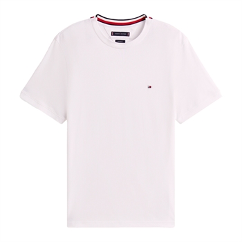 Klassisk hvid t-shirt med logo fra Tommy Hilfiger