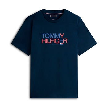 Moderne navy t-shirt med logo fra Tommy Hilfiger