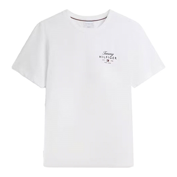Klassisk hvid t-shirt med logo fra Tommy Hilfiger