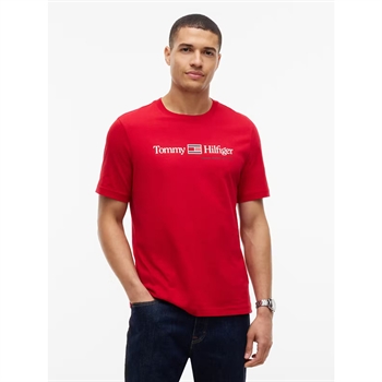 Tommy Hilfiger Brand Love Graphic T-Shirt Medium Red