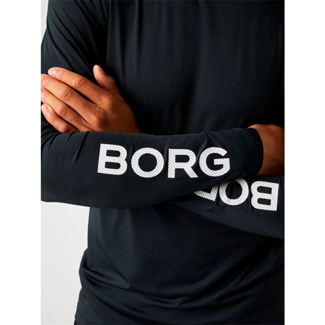 Lækker langærmet sports t-shirt i sort fra Björn Borg med brandets logo på ærmerne