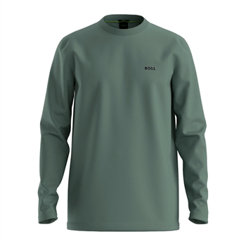 Lækker langærmet t-shirt i grøn fra BOSS med logo