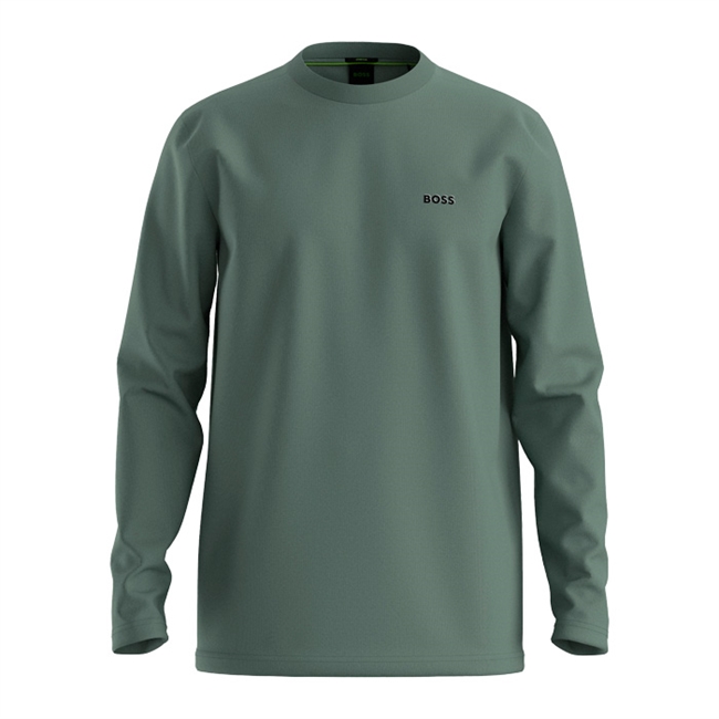 Lækker langærmet t-shirt i grøn fra BOSS med logo