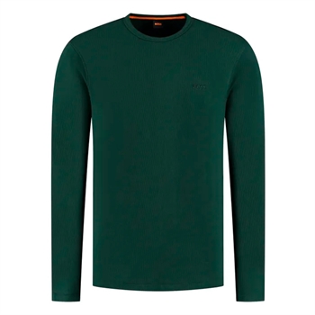 Lækker grøn langærmet t-shirt fra BOSS med logo