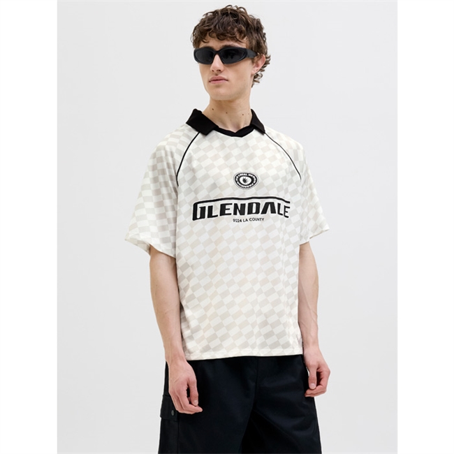 Moderne strækbar polo i hvid/beige fra Jack & Jones