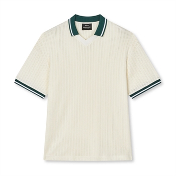 Moderne V-hals polo i råhvid fra Mads Nørgaard