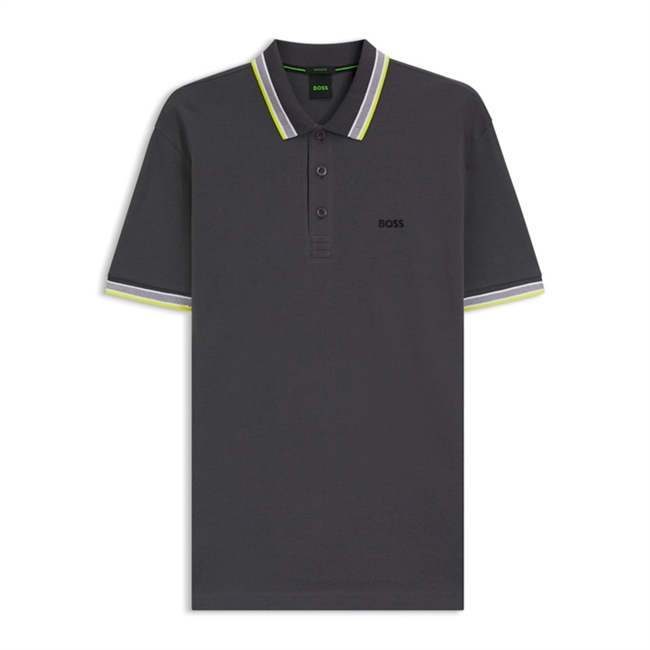 Flot grå basis polo med kontrast fra BOSS i regular fit.