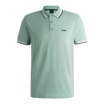 Moderne basic polo i turkis fra BOSS med logo