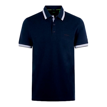 Flot basis polo i mørk navy med logo fra BOSS
