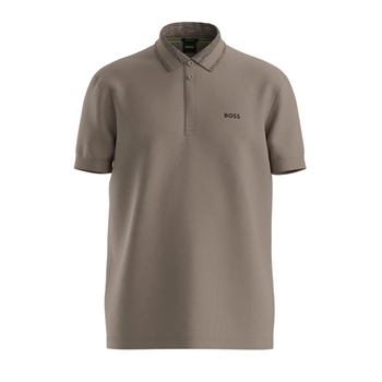 Lækker mønstret grøn polo fra BOSS med logo