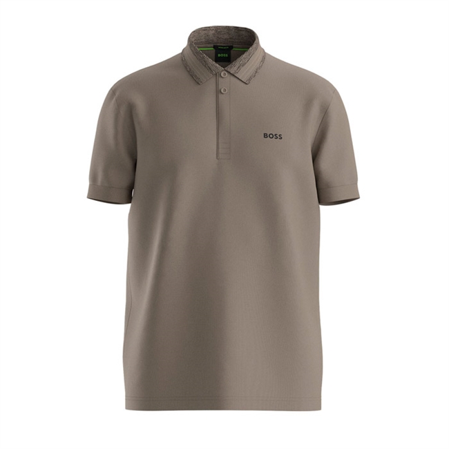 Lækker mønstret grøn polo fra BOSS med logo