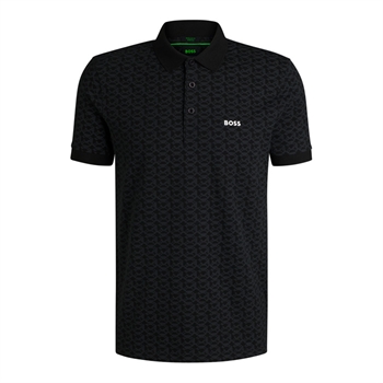 Moderne paddy striped polo i sort med motiv fra BOSS