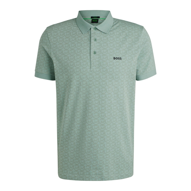 Moderne paddy striped polo i grøn med motiv fra BOSS