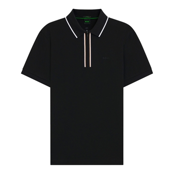 Pæn og moderne polo i sort med lynlås fra BOSS