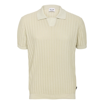 Super stilfuld strikket polo i beige fra Sand.