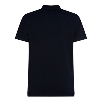 Elegant navy polo fra Tommy Hilfiger, prydet med signatur farvede striber og logo