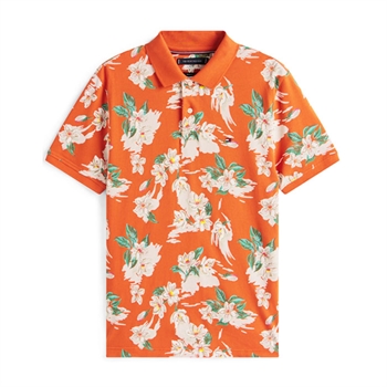Smart polo i orange blomstret mønster fra Tommy Hilfiger