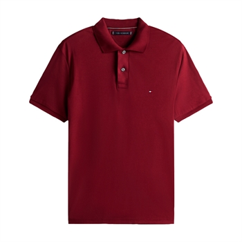 Stilren polo i bordeaux fra Tommy Hilfiger med logo