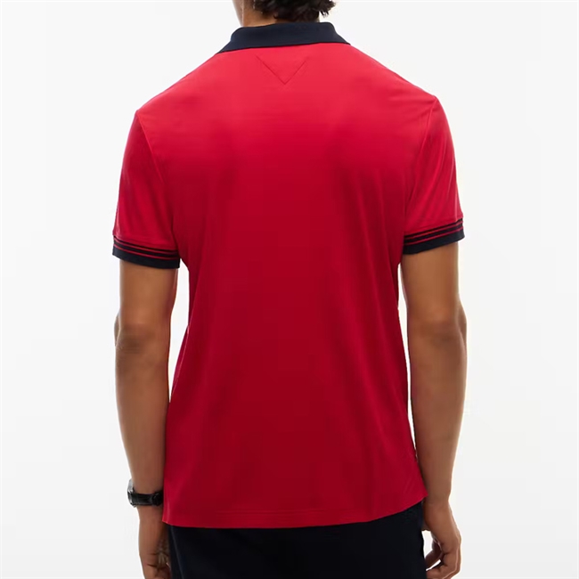 Tommy Hilfiger Interlock Plackt Detail Polo Rød