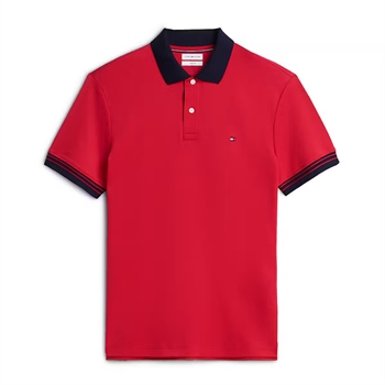 Tommy Hilfiger Interlock Plackt Detail Polo Rød