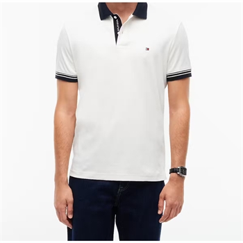 Tommy Hilfiger Interlock Plackt Detail Polo Ivory Hvid