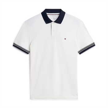 Tommy Hilfiger Interlock Plackt Detail Polo Ivory Hvid