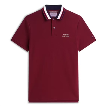 Tommy Hilfiger Left Chest Graphic Regular Fit Polo Burgundy