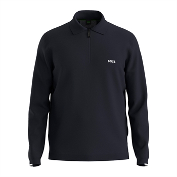 Flot langærmet performance polo med logo og half zip element fra BOSS