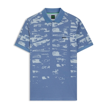 Moderne mønstret polo i lyseblå fra BOSS