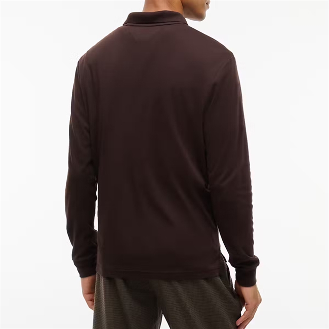 Tommy Hilfiger Polo Long Sleeve Liquid Cotton Chocolate