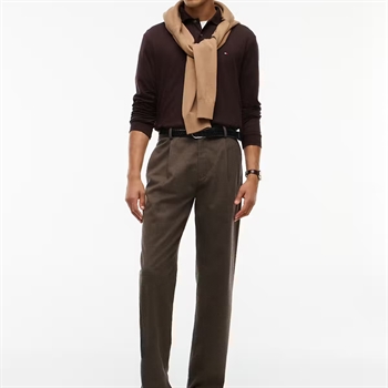 Tommy Hilfiger Polo Long Sleeve Liquid Cotton Chocolate