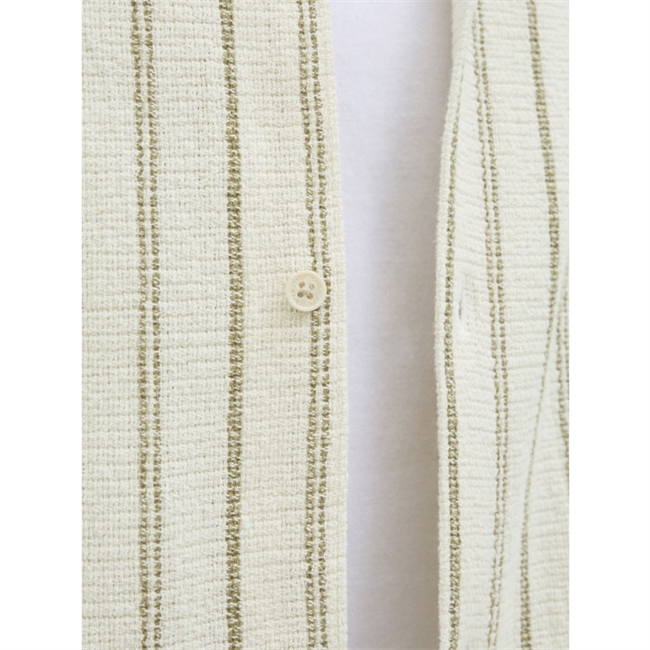 Off white og grøn stribet skjorte med korte ærmer fra Jack & Jones
