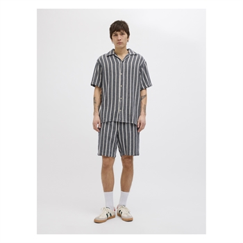 Kortærmet stribet skjorte i blå fra Jack & Jones