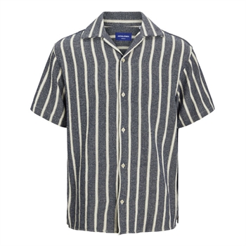 Kortærmet stribet skjorte i blå fra Jack & Jones
