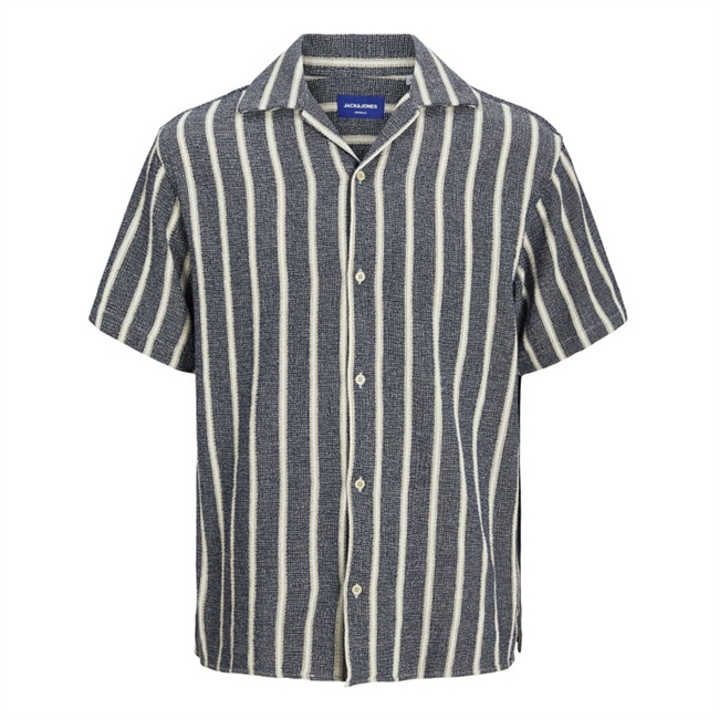 Kortærmet stribet skjorte i blå fra Jack & Jones