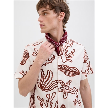 Kortærmet mønstret skjorte i hvid fra Jack & Jones