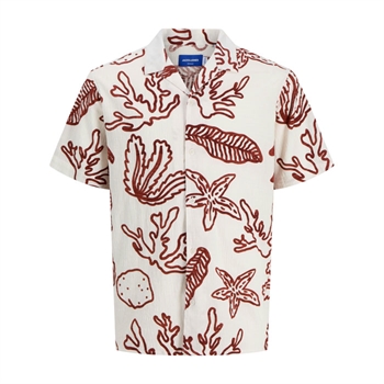 Kortærmet mønstret skjorte i hvid fra Jack & Jones