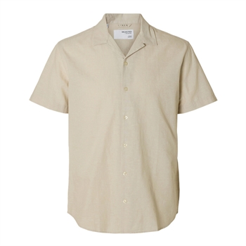 Sommerlig kortærmet skjorte i beige fra Selected
