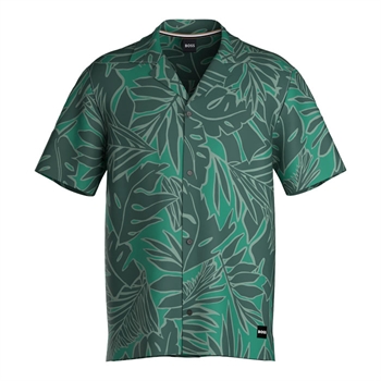 Smart kortærmet skjorte i grønt/lime farvet mønster fra BOSS