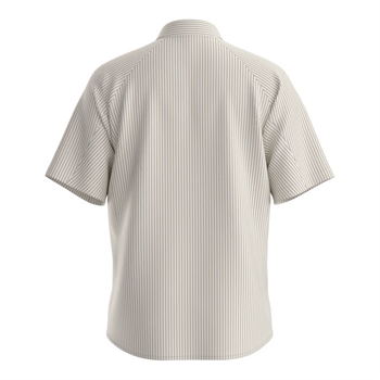 Stribet kortærmet skjorte i hvid / beige fra BOSS