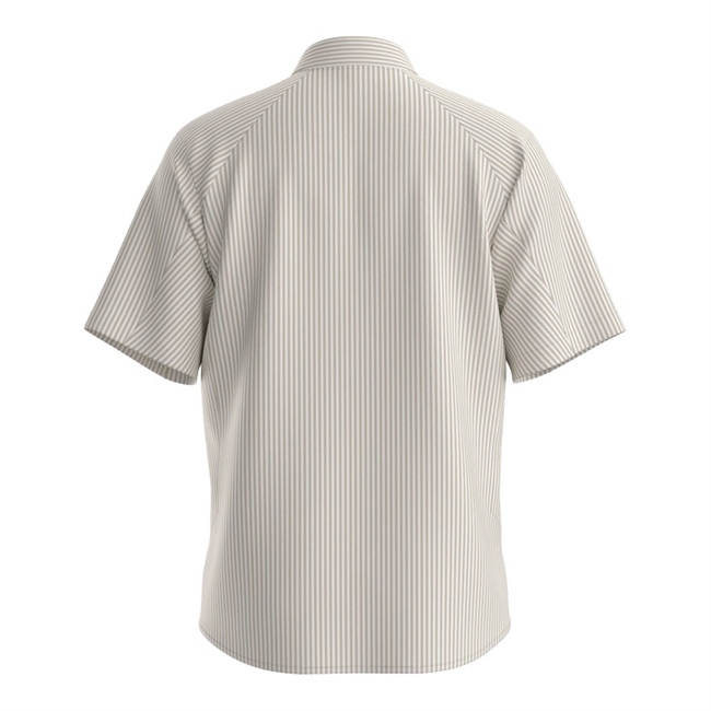 Stribet kortærmet skjorte i hvid / beige fra BOSS